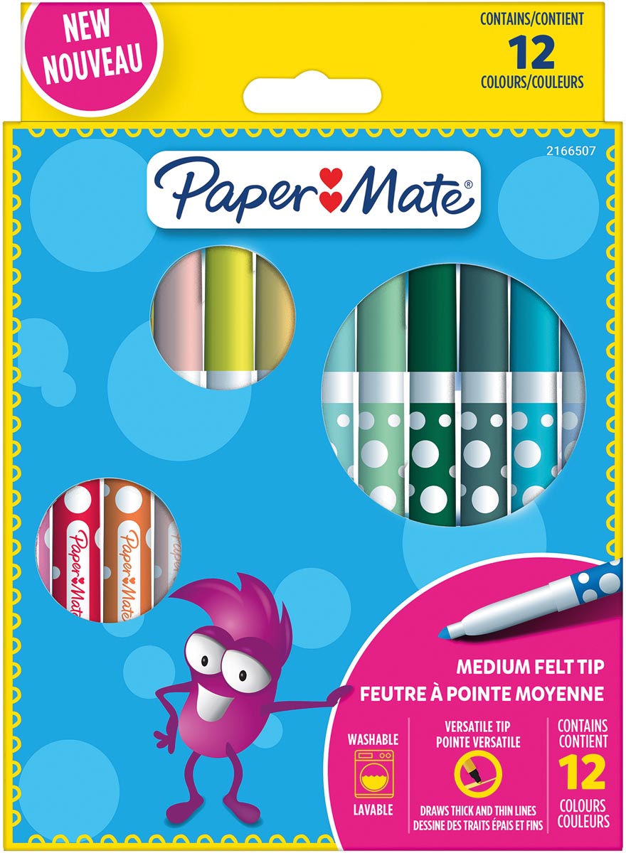 Paper Mate uitwasbare viltstift, blister van 12 stuks afbeelding