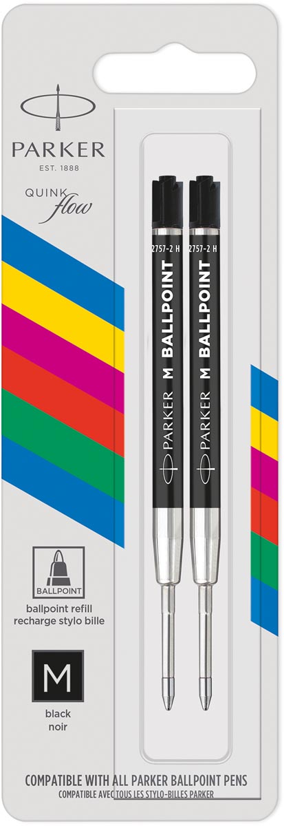Parker Eco vulling voor balpen, medium, zwart, blister van 2 stuks afbeelding