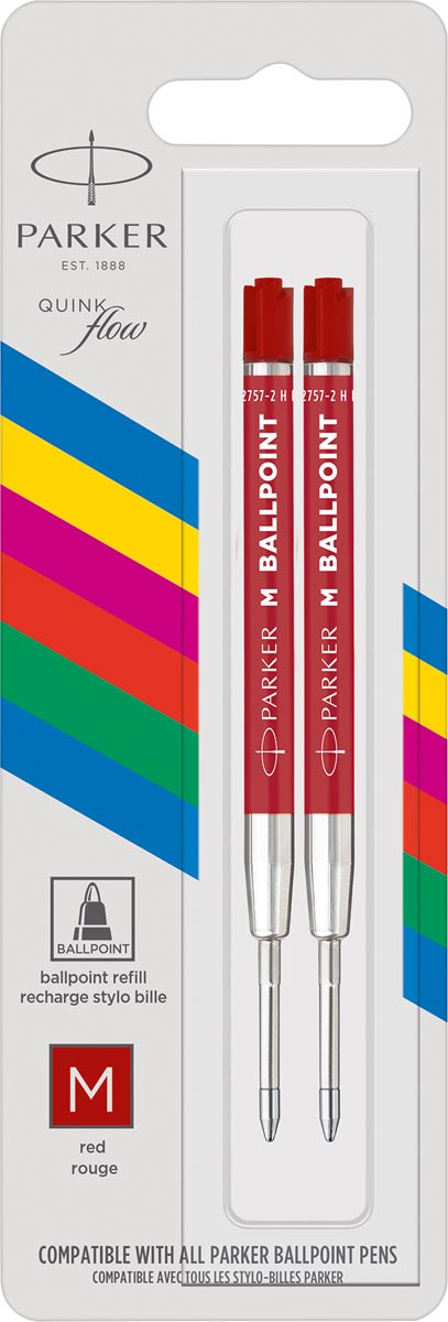 Parker Eco vulling voor balpen, medium, rood, blister van 2 stuks afbeelding