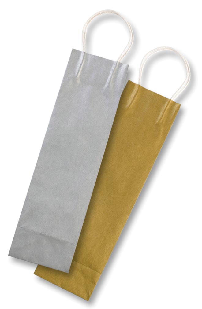 Folia papieren kraft zak voor flessen, 110 g/m², goud en zilver, pak van 6 stuks afbeelding