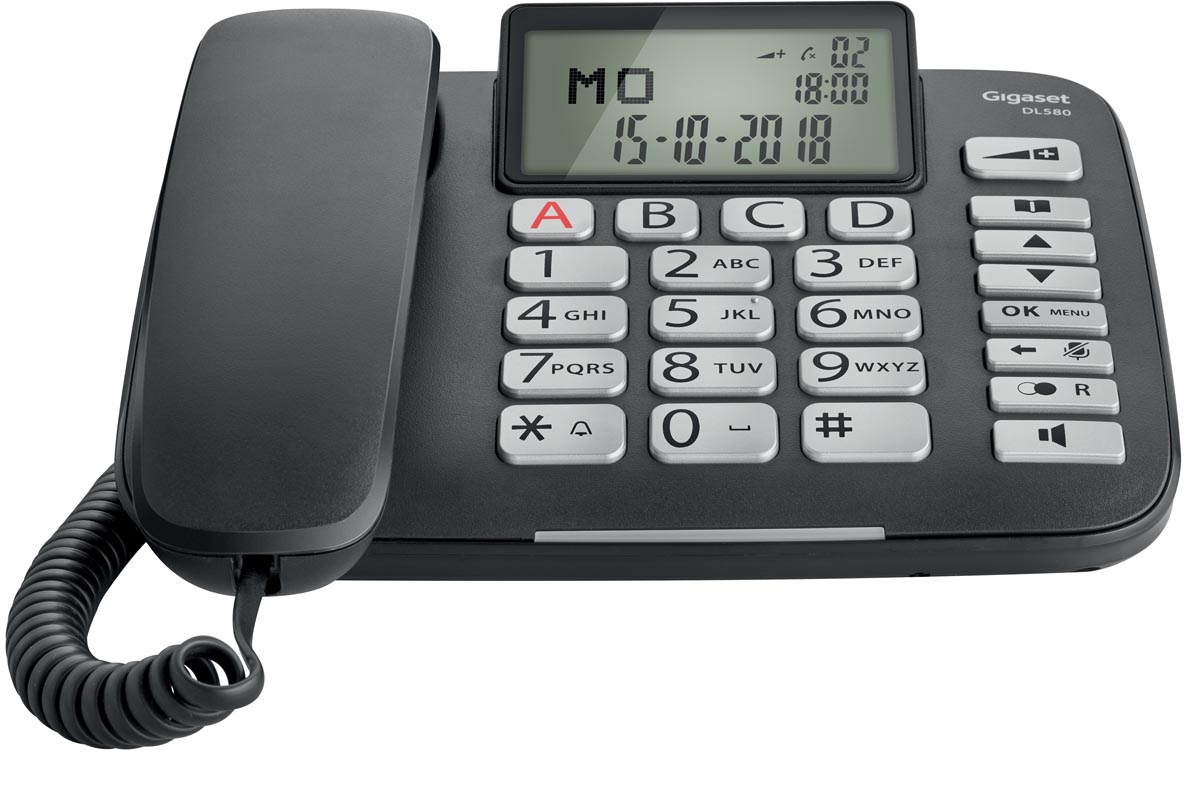 Gigaset DL580 vaste telefoon, grote toetsen, zwart