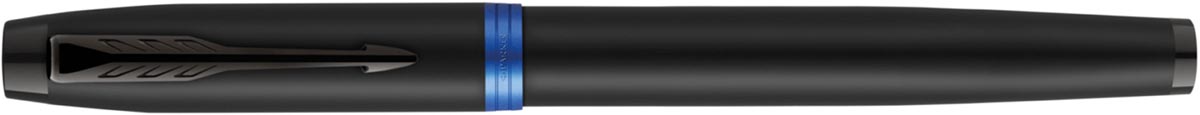 Parker IM Vibrant Rings vulpen medium, zwart met blauwe accenten