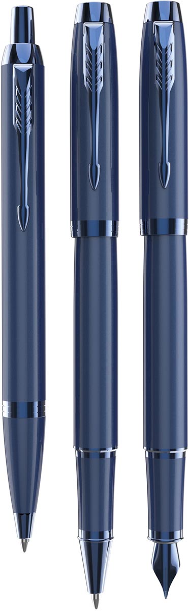 Parker IM Monochrome rollerballpen | zwarte inkt | blauwe afwerking en details | fijne punt | geschenkverpakking