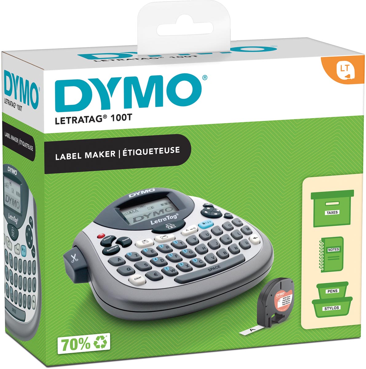 Dymo beletteringsysteem LetraTag LT-100T, inclusief 1 LT-tape, azerty afbeelding