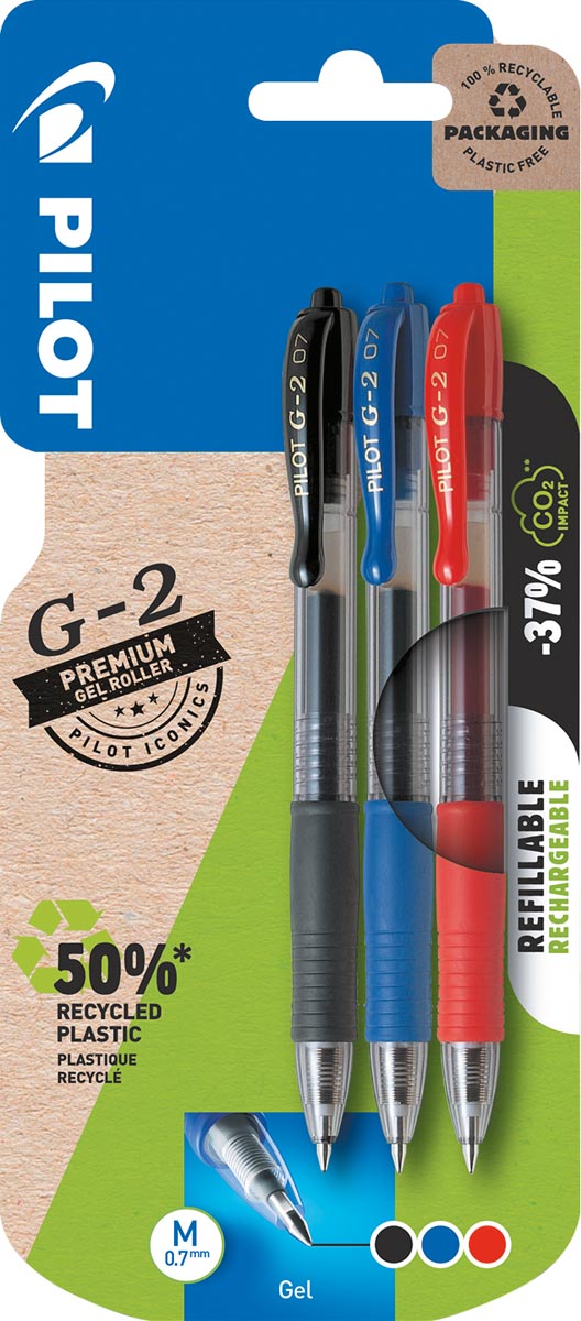 Pilot gelroller, geassorteerde kleuren rood, blauw en zwart