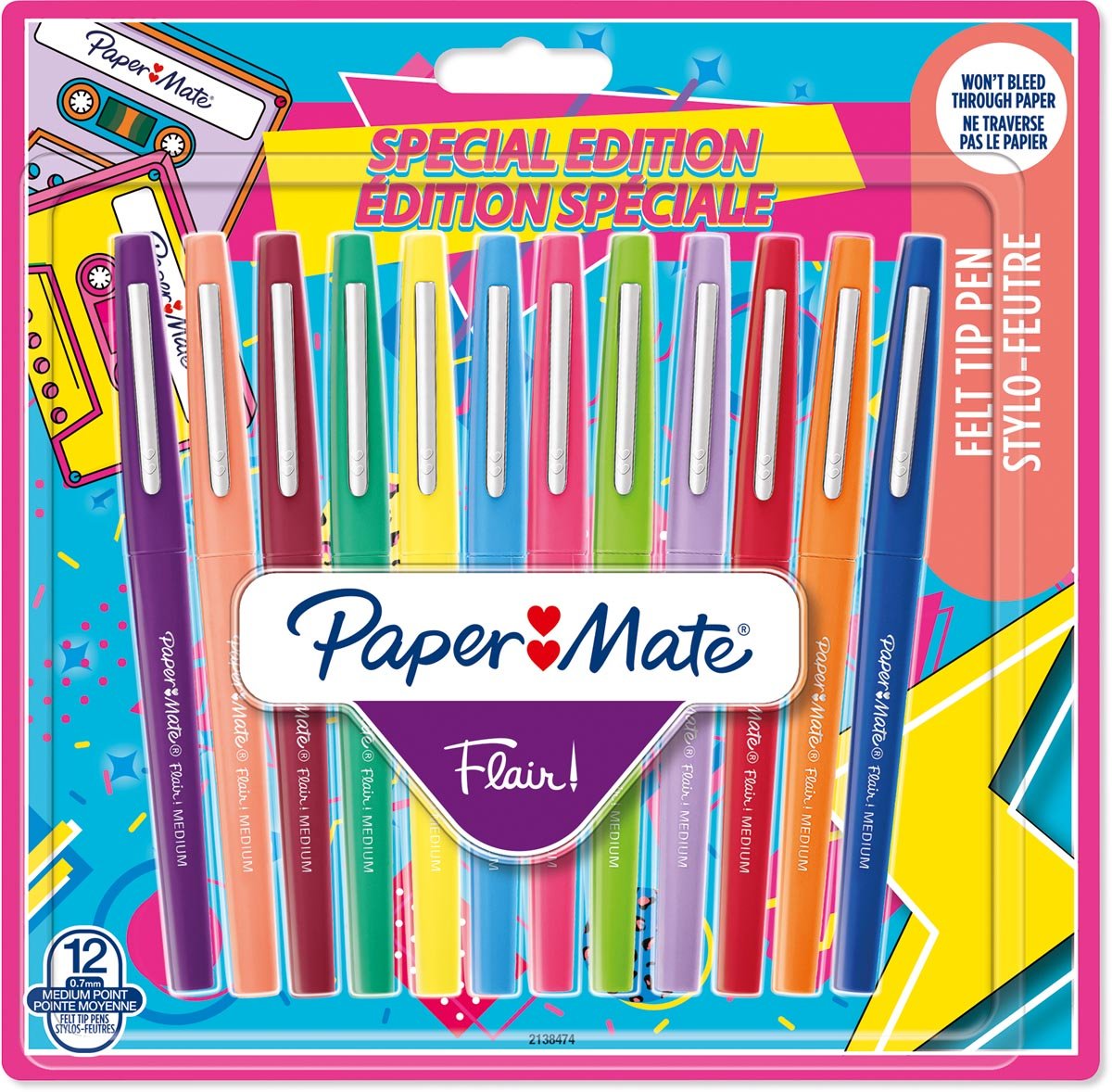 Paper Mate viltstift Flair Retro, blister van 12 stuks Paper Mate viltstift Flair Retro, blister van 12 stuks