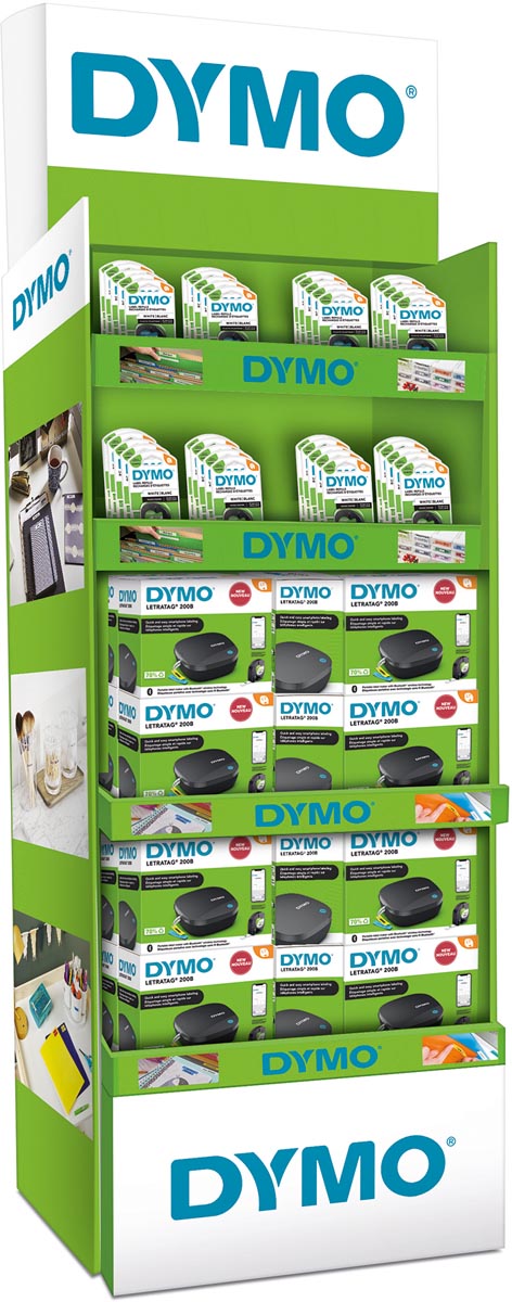 Dymo LetraTag 200B display, toestellen en tapes, display van 60 stuks