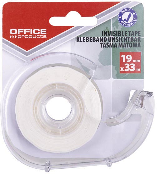 OFFICE products plakband, 19 mm x 33m, transparant mat, blister met 1 afroller met 1 rolletje