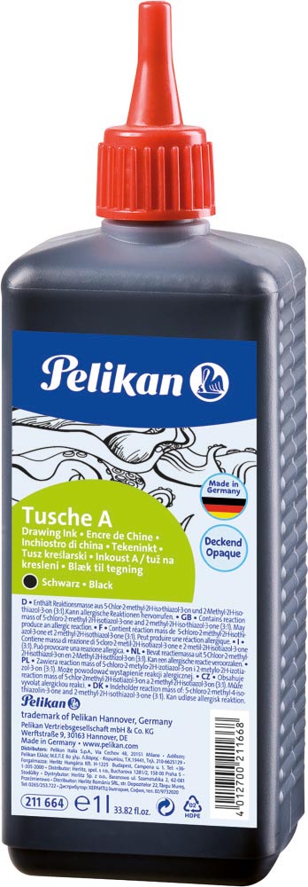 Pelikan Oost-Indische inkt, zwart, fles met gietstop van 1 l afbeelding