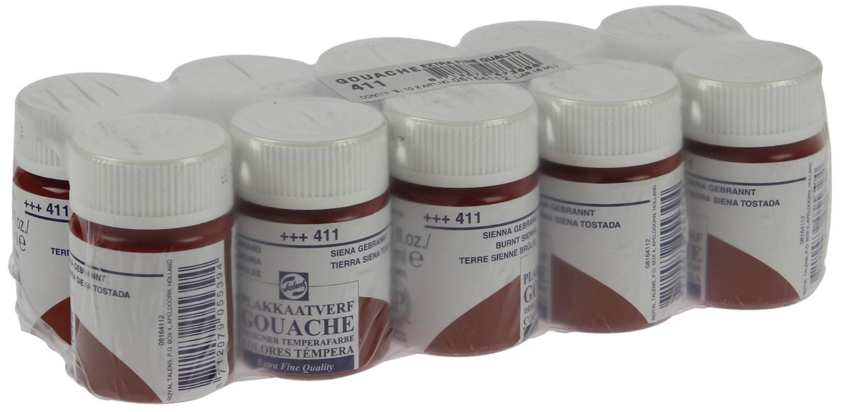 Talens plakkaatverf Extra Fijn flacon van 16 ml, sienna gebrand