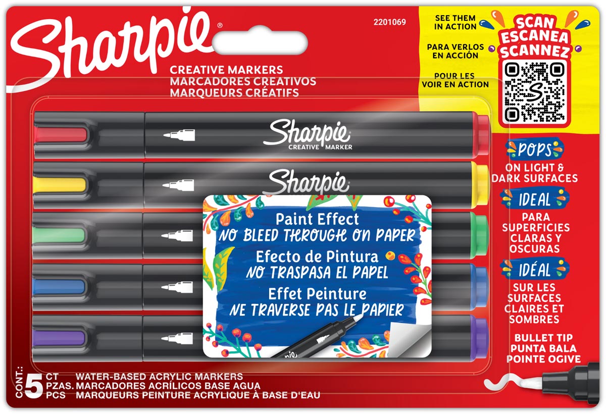 Sharpie paintmarker, blister van 5 stuks, assorti afbeelding