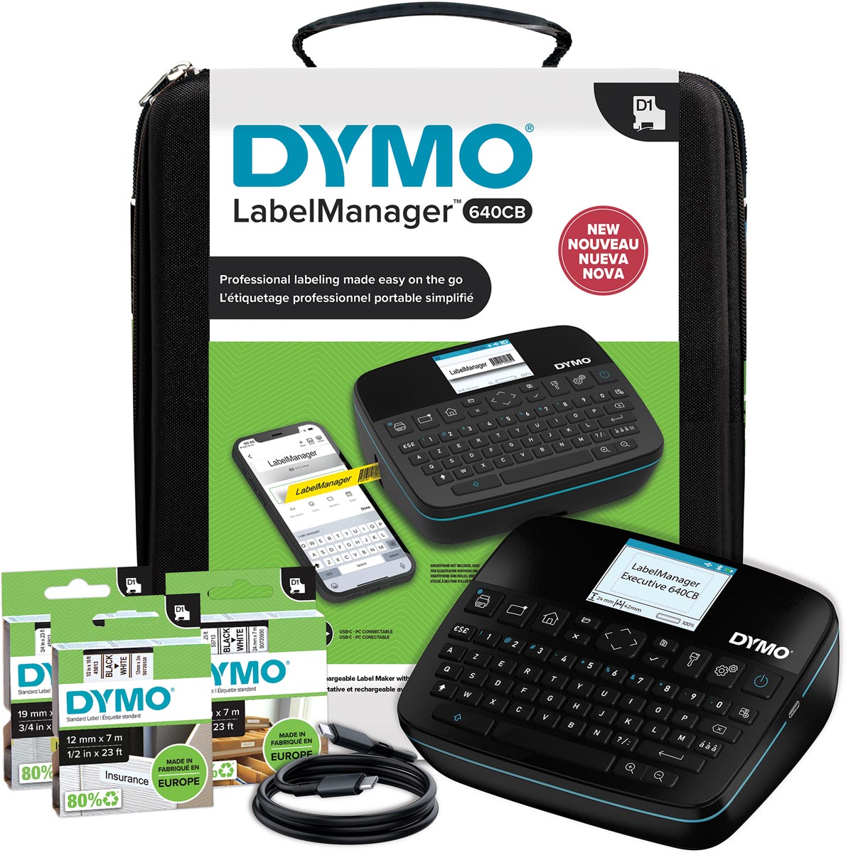 Dymo beletteringsysteem LabelManager Executive 640 CB, azerty, kitcase afbeelding