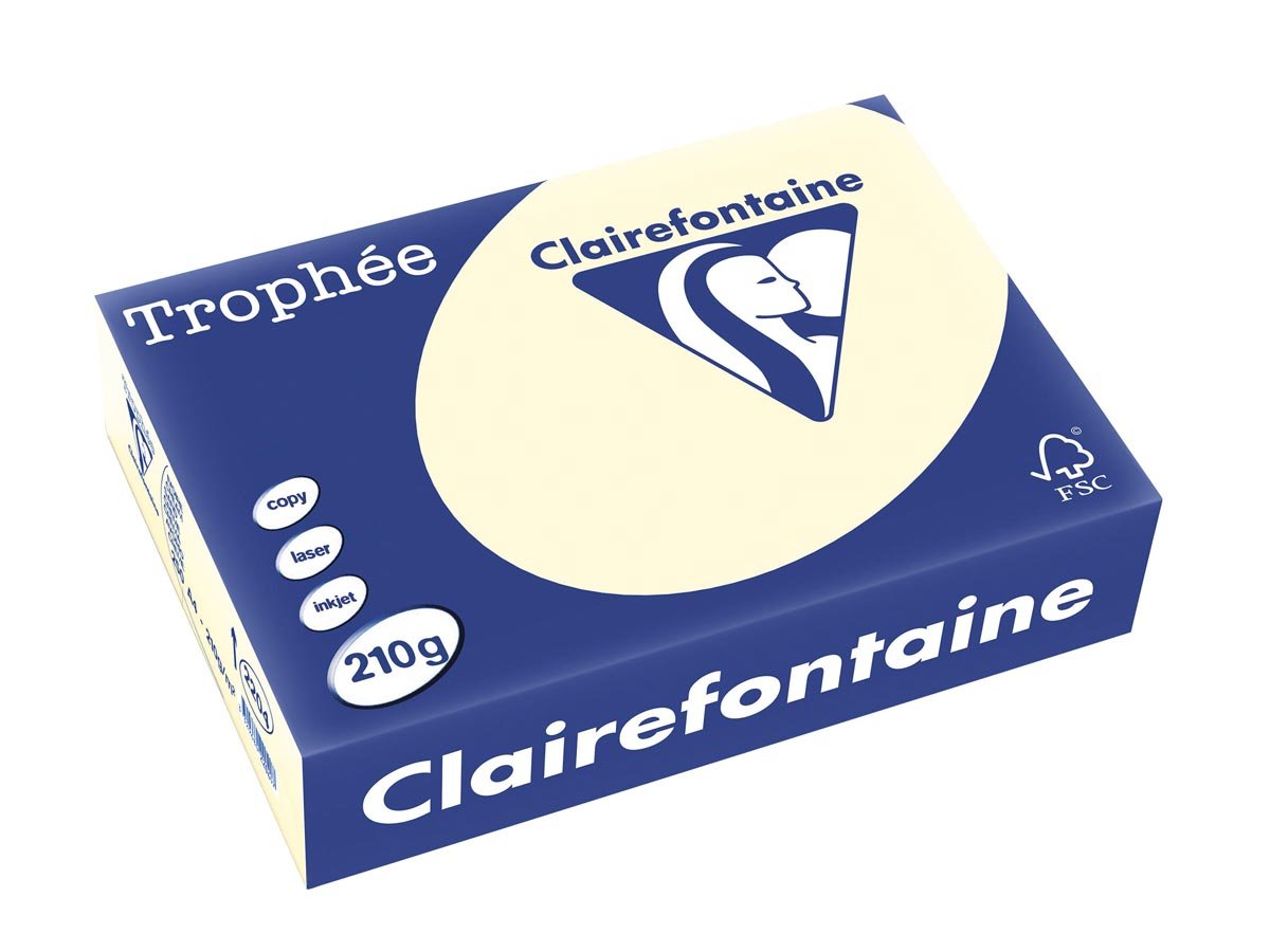 Clairefontaine Trophée Pastel, gekleurd papier, A4, 210 g, 250 vel, crème afbeelding