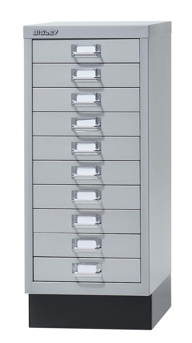 Bisley ladekast, ft 67 x 27,9 x 40,8 (h x b x d), 10 laden, zilver afbeelding