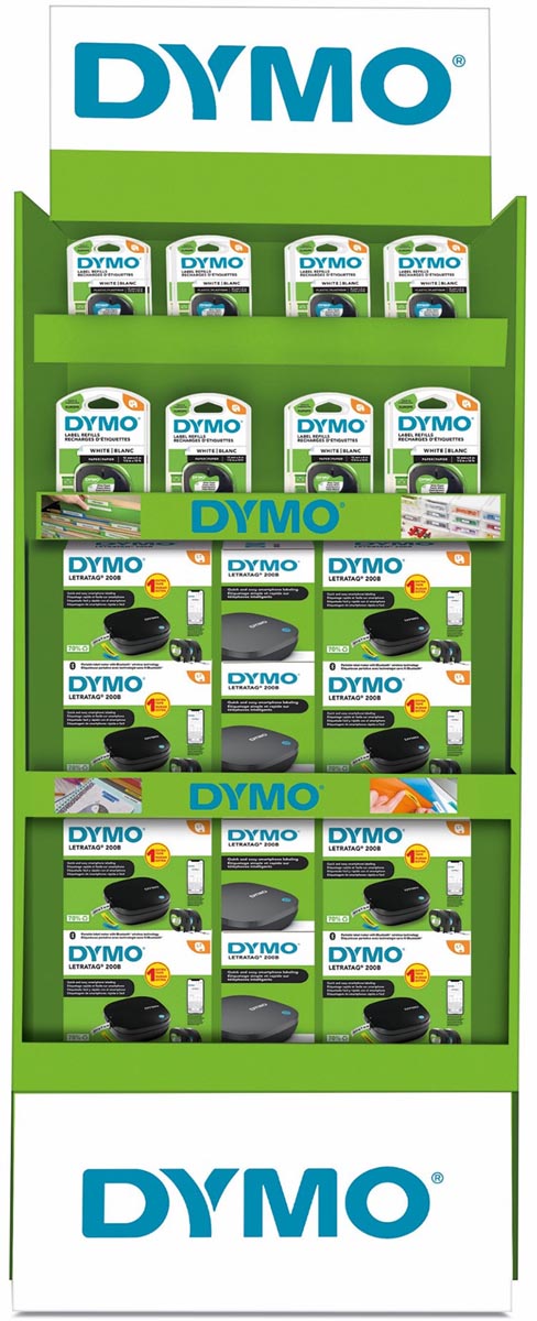 Display Dymo: 20 x LetraTag 200B promopack + 40 x tape (20 x papier en 20 x plastic)