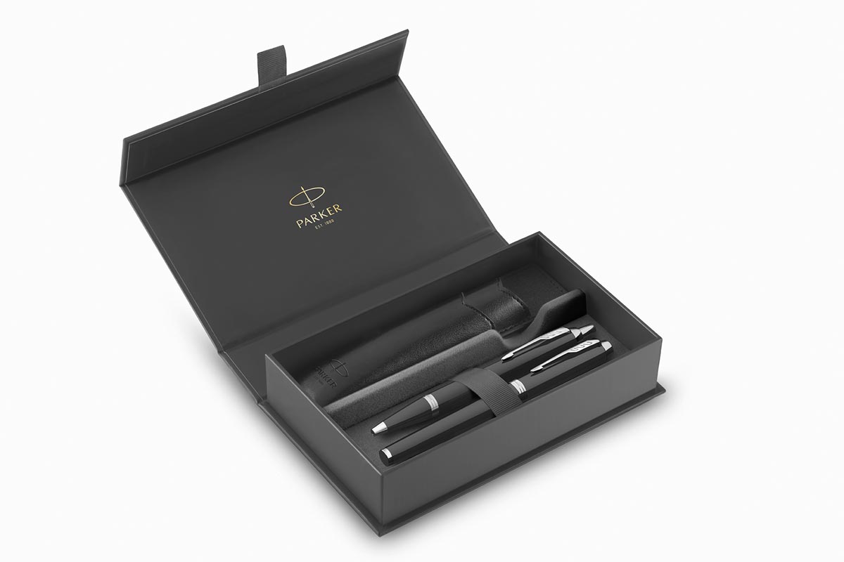 Parker IM vulpen en balpen, duoset, giftbox en etui, zwart afbeelding