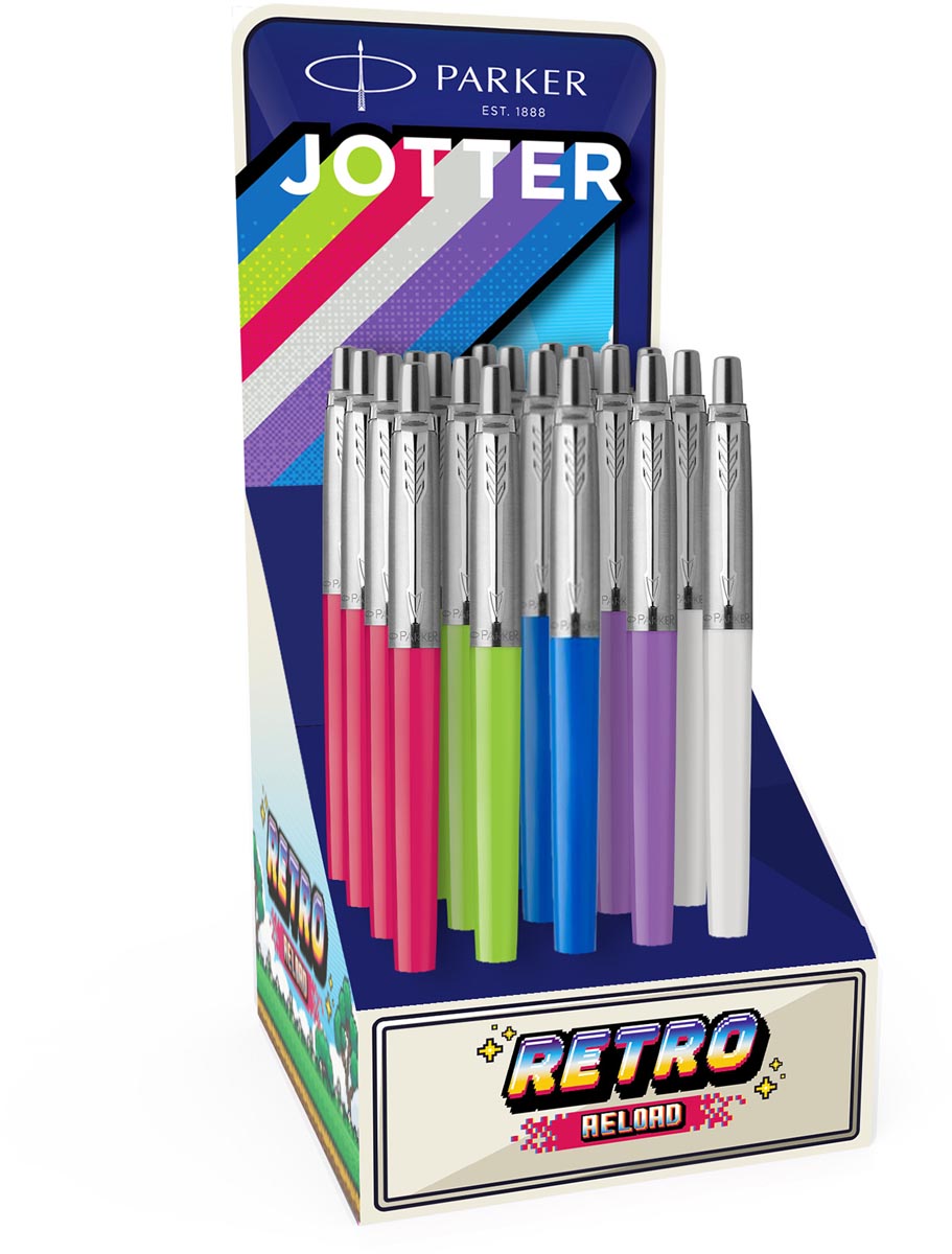 Parker Jotter Originals balpen 90&apos;s, medium, geassorteerde kleuren, display van 20 stuks afbeelding