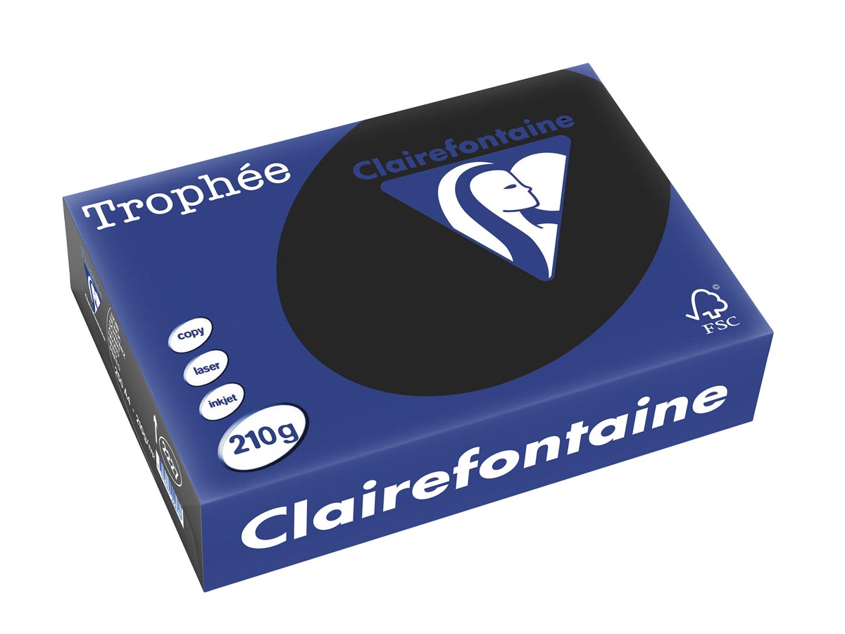 Clairefontaine Trophée Pastel, gekleurd papier, A4, 210 g, 250 vel, zwart afbeelding