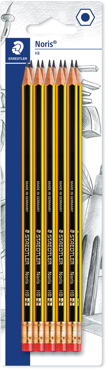 Staedtler Noris grafietpotlood HB met gom, 10 stuks afbeelding