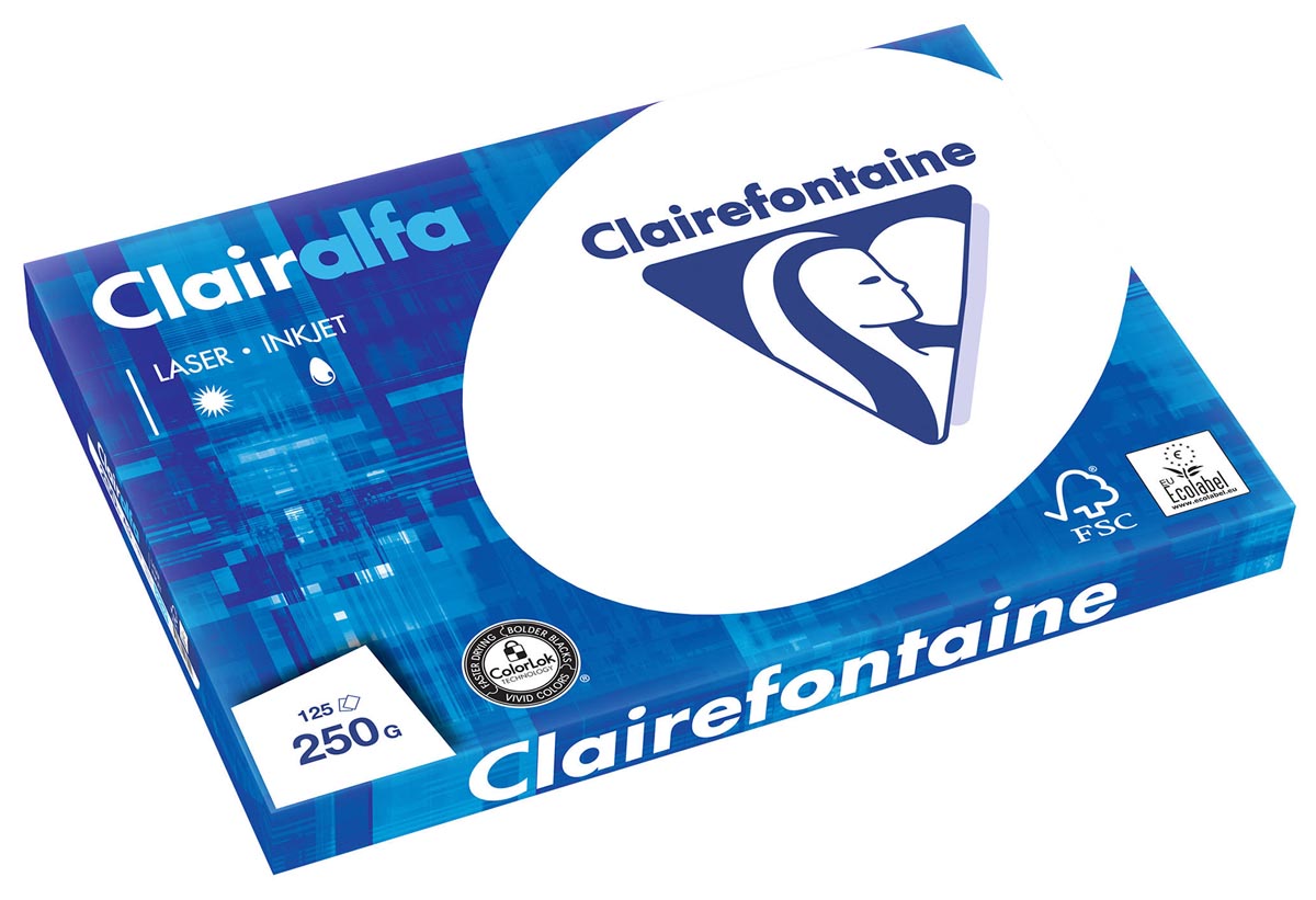 Clairefontaine Clairalfa presentatiepapier A3, 250 g, pak van 125 vel Clairefontaine Clairalfa presentatiepapier A3, 250 g, pak van 125 vel