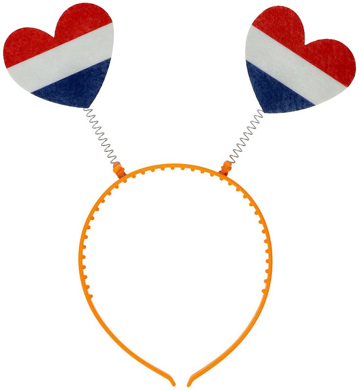 Oranje diadeem, dansende hartjes in rood-wit-blauw