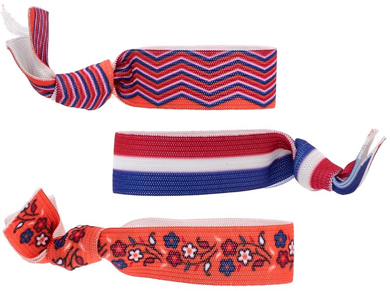 Oranje armbandjes rood-wit-blauw en oranje, pak van 3 stu