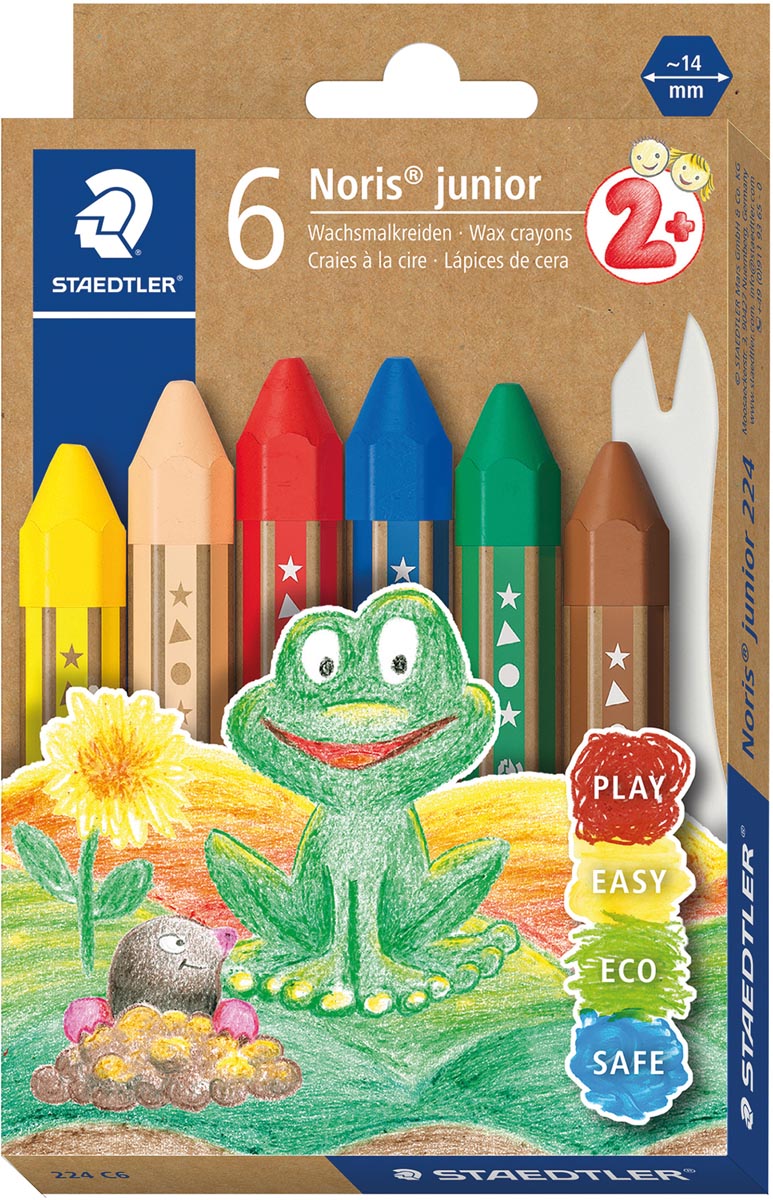Staedtler Noris Junior waskrijt, etui van 6 stuks Staedtler Noris Junior waskrijt, etui van 6 stuks