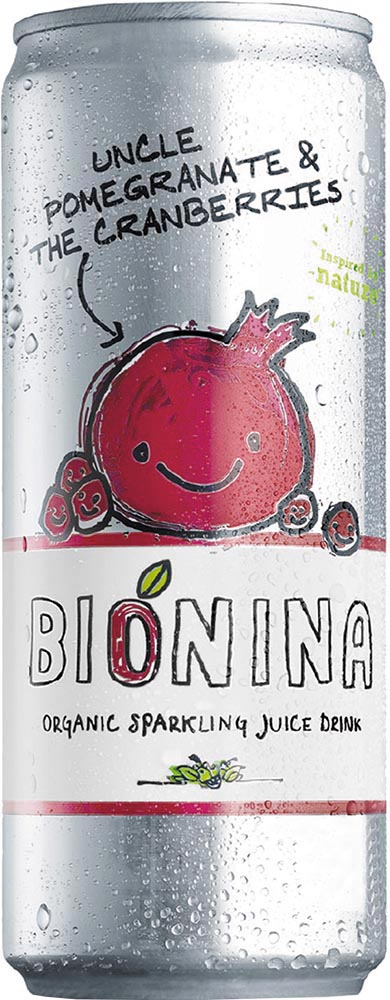 Bionina Uncle Pomegranate and Cranberries, blik van 33 cl, pak van 24 stuks