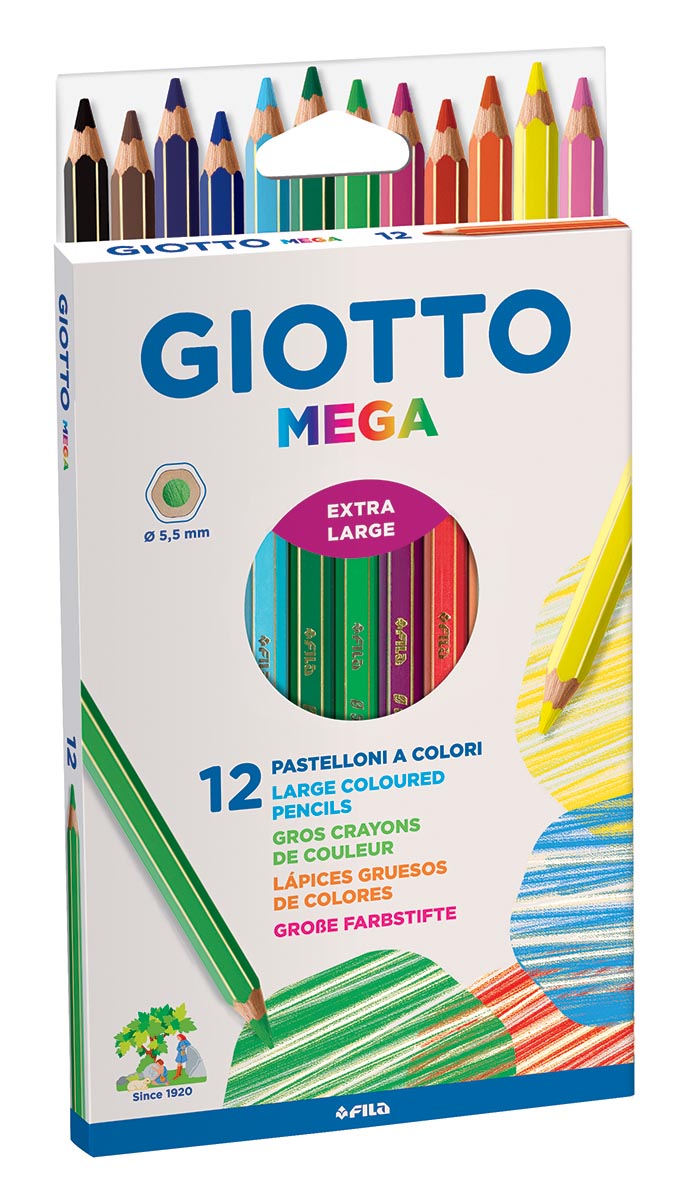Giotto Mega Kleurpotloden Kartonnen Etui Met 12 Stuks In Geassorteerde Kleuren huismerk kopen in de aanbieding Giotto Mega Kleurpotloden Kartonnen Etui Met 12 Stuks In Geassorteerde Kleuren huismerk kopen in de aanbieding