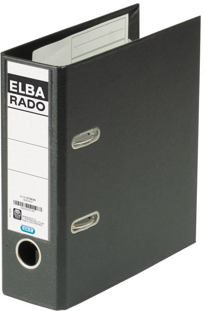 Elba Rado Plast ordner voor ft A5 staand, zwart, rug van 7,5 cm afbeelding