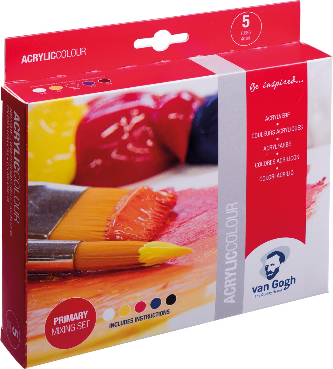 Van Gogh acrylverf, primaire mengset van 5 x 40 ml Van Gogh acrylverf, primaire mengset van 5 x 40 ml