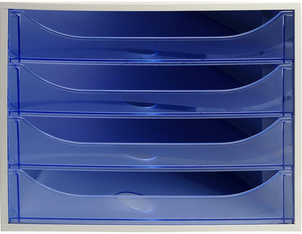 Exacompta Ecobox ladenblok met 4 laden Office grijs/transparant ijsblauw Exacompta Ecobox ladenblok met 4 laden Office grijs/transparant ijsblauw