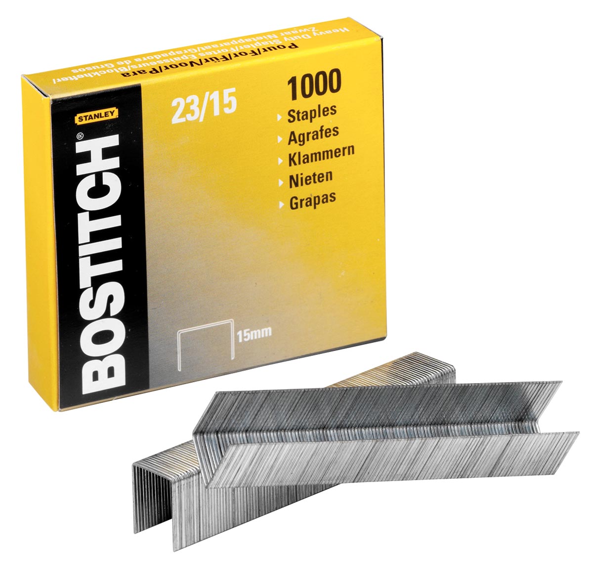 Bostitch nietjes 23-15-1M, 15 mm, verzinkt, voor B310HDS, 00540, HD-23L17, HD-12F afbeelding