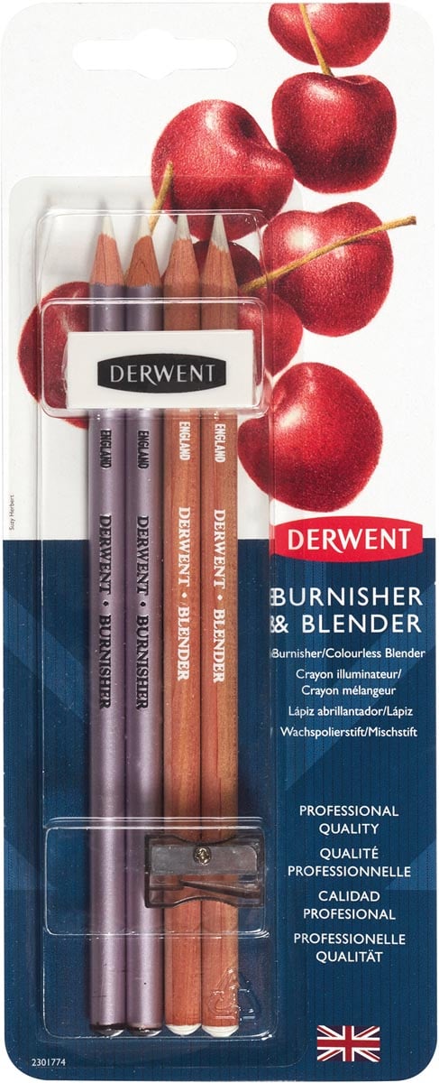 Derwent Blender en Burnisher met gum en slijper, set van 4 afbeelding