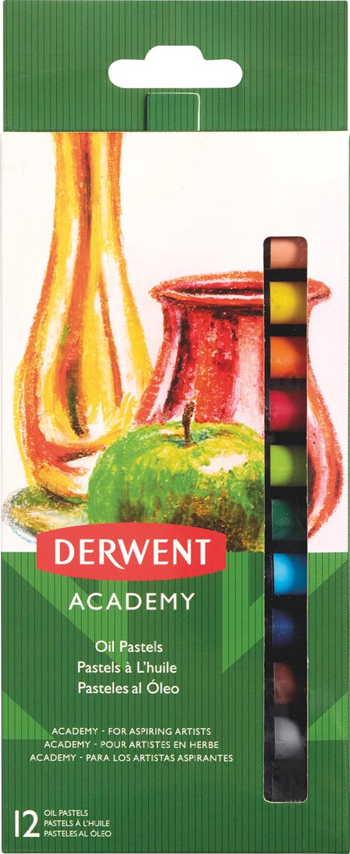 Derwent oliepastels Academy , blister van 12 stuks in geassorteerde kleuren