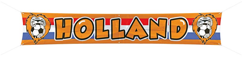 Oranje banner, 370 x 60 cm, tekst Holland