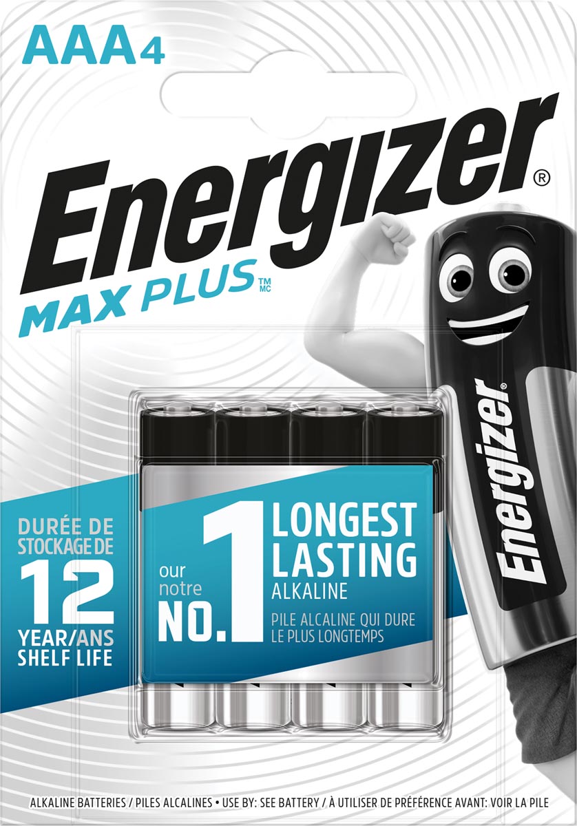 Energizer batterijen Max Plus AAA, blister van 4 stuks