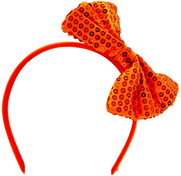Oranje diadeem, strik met pailletten