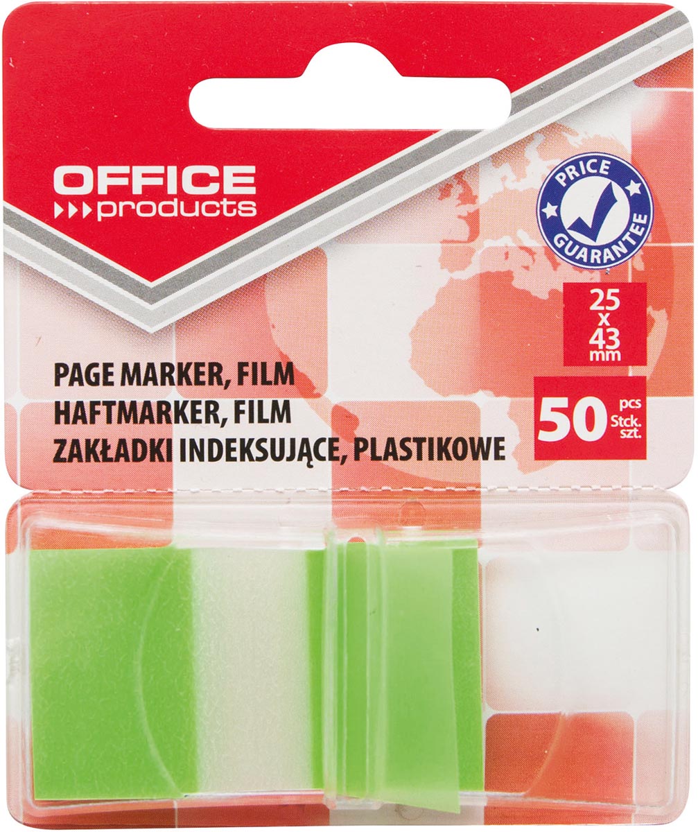 OFFICE Products index, 43 x 25 mm, blister van 50 tabs, groen afbeelding