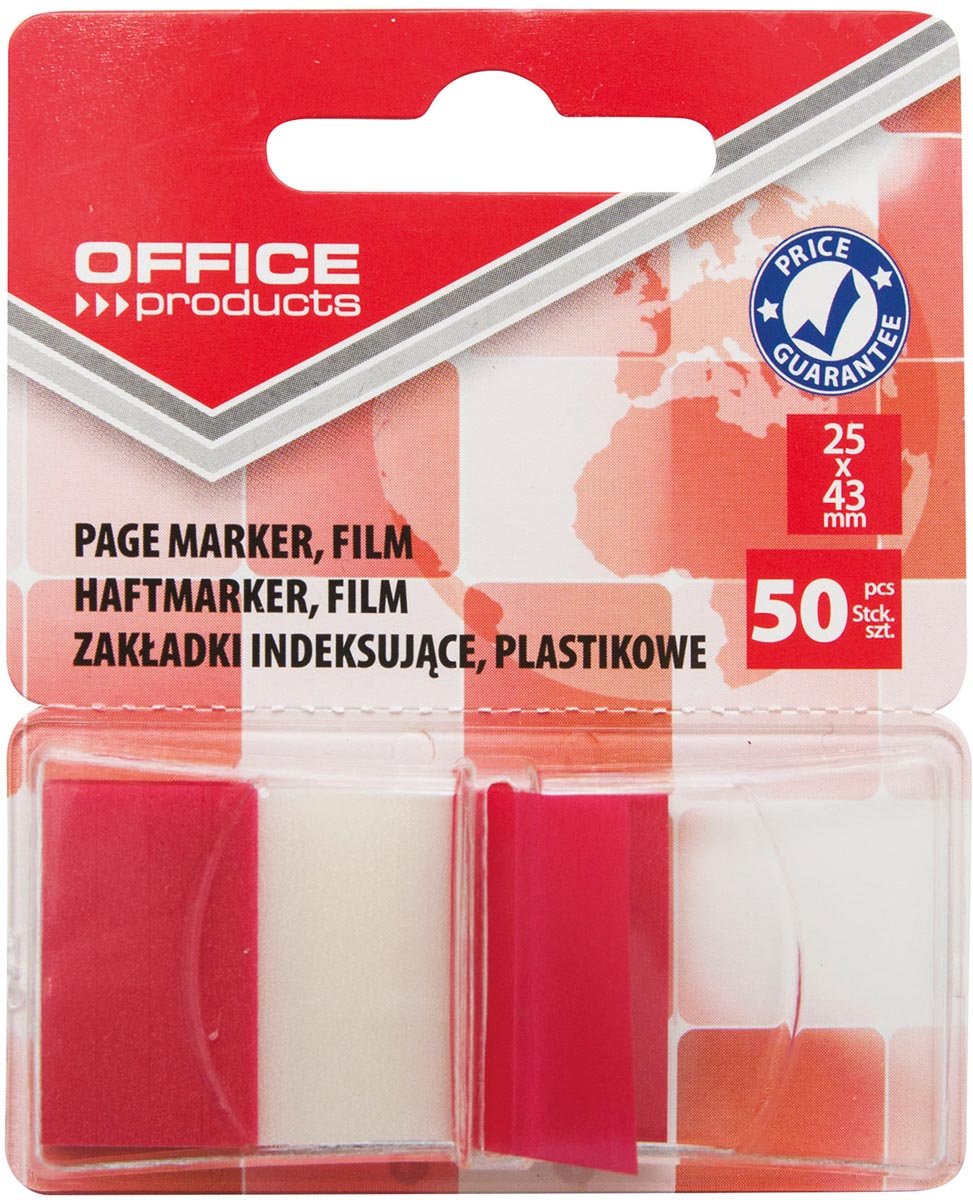OFFICE Products index, 43 x 25 mm, blister van 50 tabs, rood afbeelding