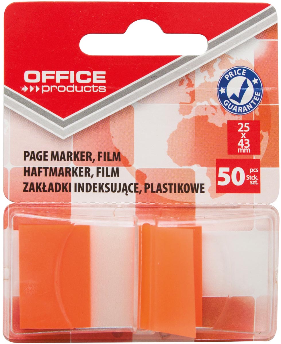 OFFICE Products index, 43 x 25 mm, blister van 50 tabs, oranje afbeelding