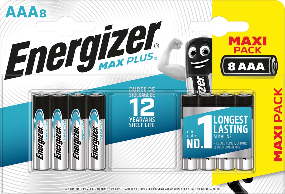 Energizer batterijen Max Plus AAA, blister van 8 stuks