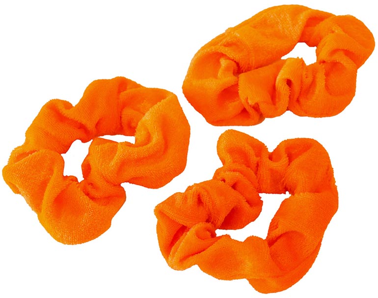 Oranje scrunchie, set van 3 stuks, oranje