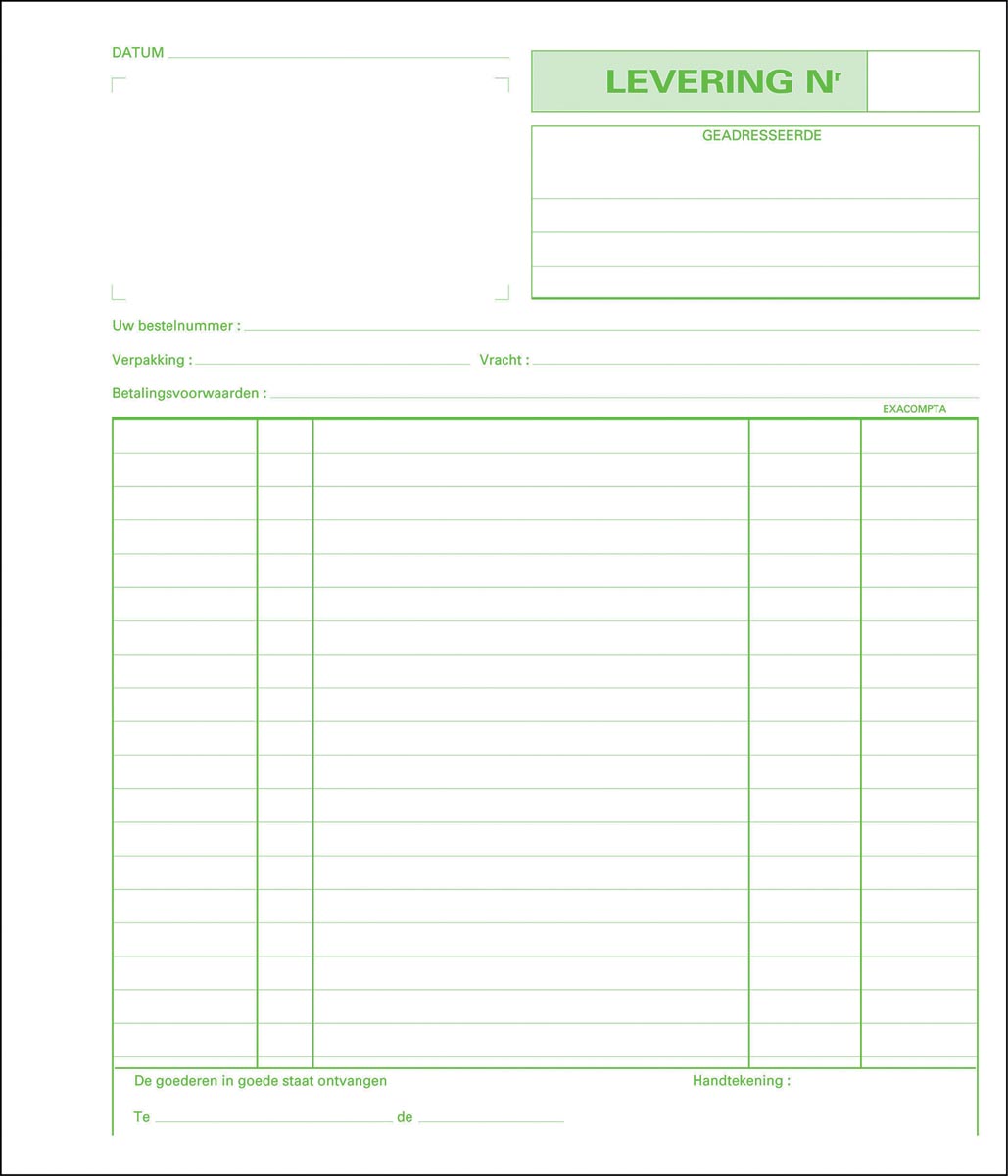 Exacompta leveringen, ft 21 x 18 cm, dupli (50 x 2 vel), Nederlandstalig