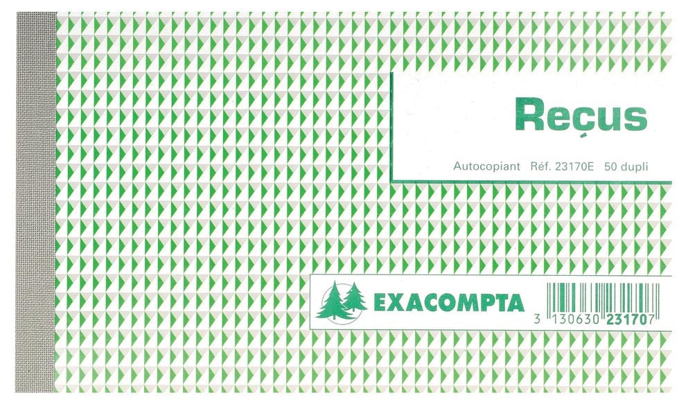 Exacompta ontvangsten, ft 10,5 x 18 cm, Franstalig, dupli (2 x 50 vel) afbeelding