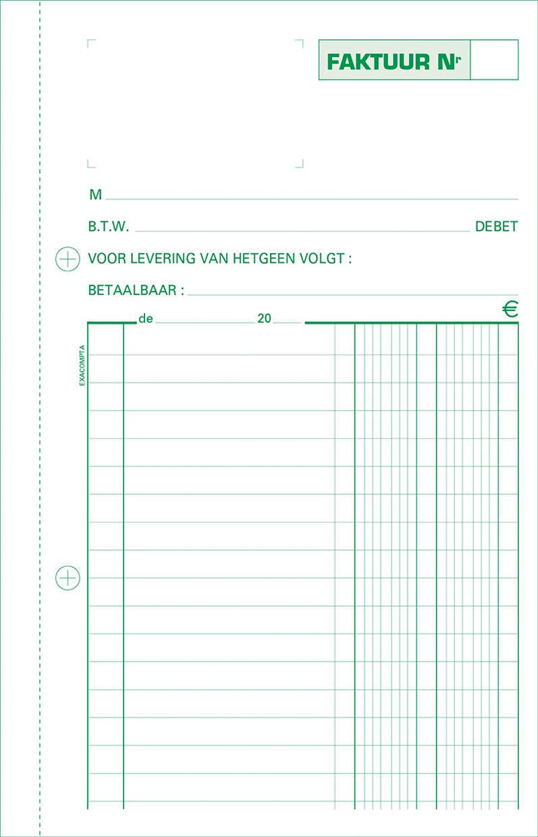 Exacompta facturen, ft 21 x 13,5 cm, tripli, verticaal, Nederlandstalig