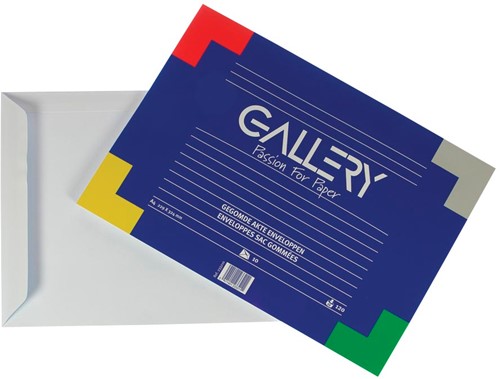 Gallery enveloppen ft 229 x 324 mm, gegomd, binnenzijde blauw, pak van 10 stuks