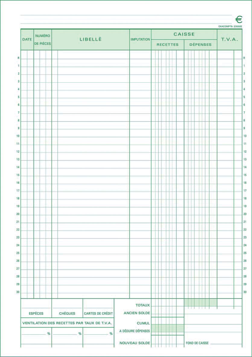 Exacompta kasboek, ft A4, Franstalig, dupli (50 x 2 vel)