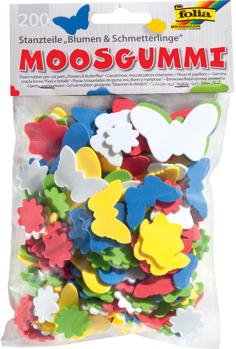 Folia mosgummi figuren bloemen en vlinders afbeelding