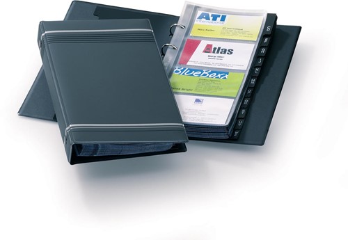 Durable visitekaartenmap Visifix 200, ft 14,5 x 25,5 cm, voor 200 kaarten, antraciet